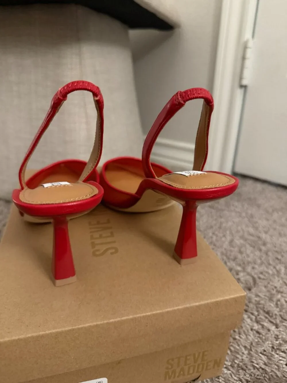 Red Mesh Closed-Toe Heeled Mules ***NEW***
